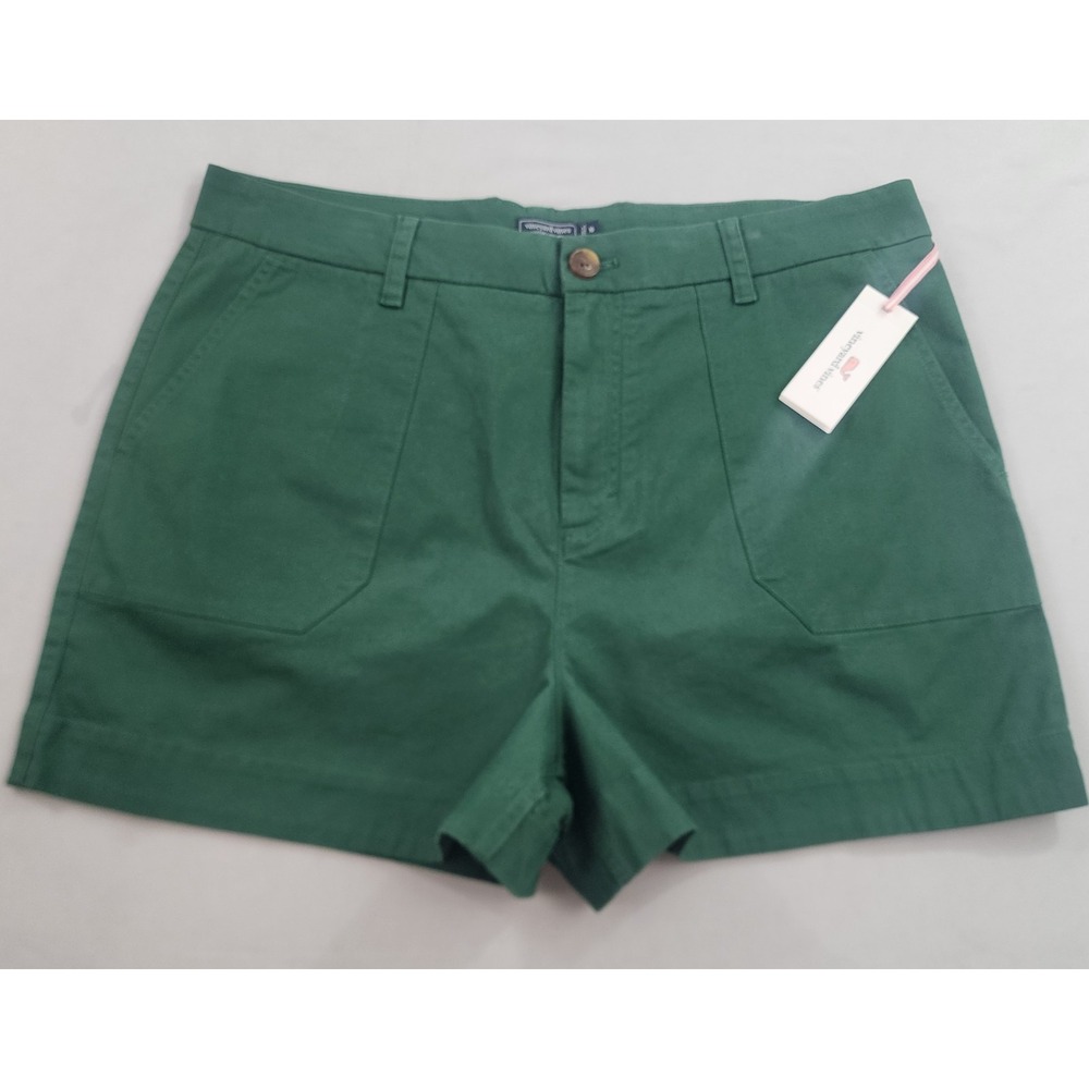Vineyard Vines shorts womens sz 16 W 37 3.5" green pockets zip 2H001464 stretch